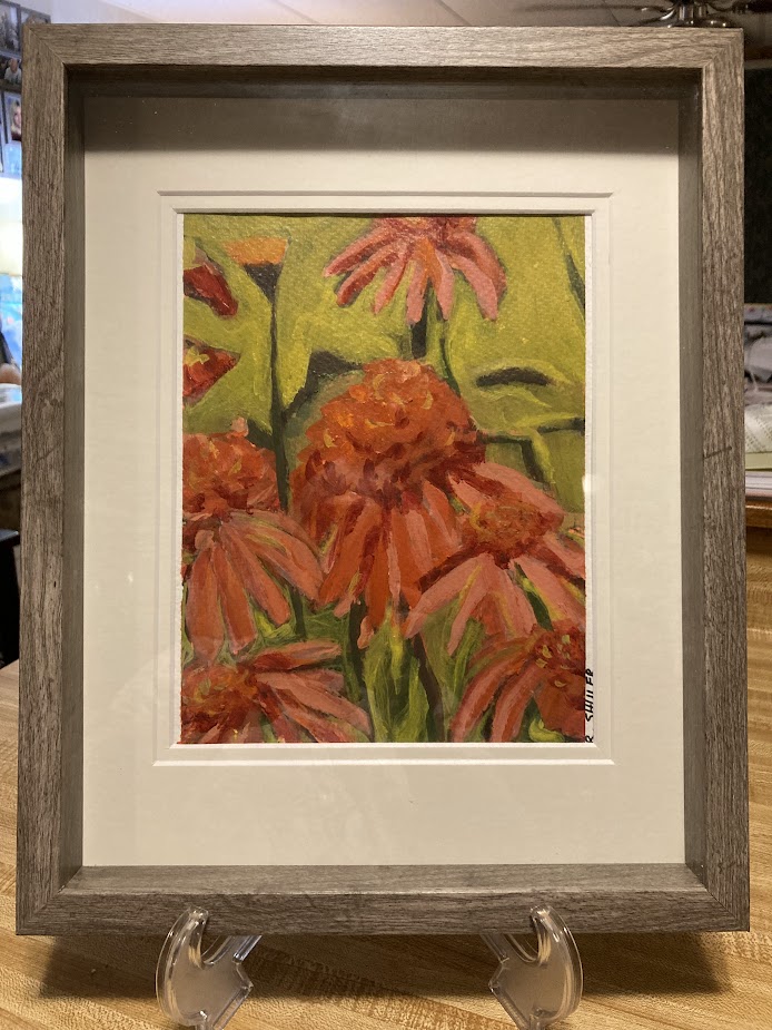 Grateful Beatitude
Acrylic to Paper, Mounted, Matted, & Framed under glass
8 x 10 framed to 12 x 15 / $122